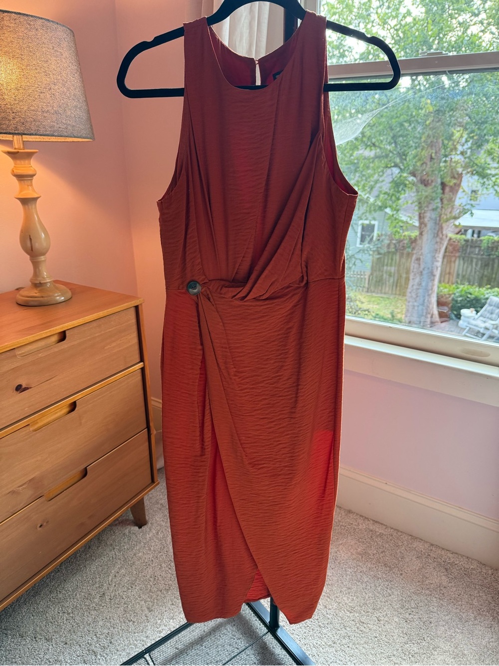 ASOS Sleeveless Rust Wrap Midi Dress